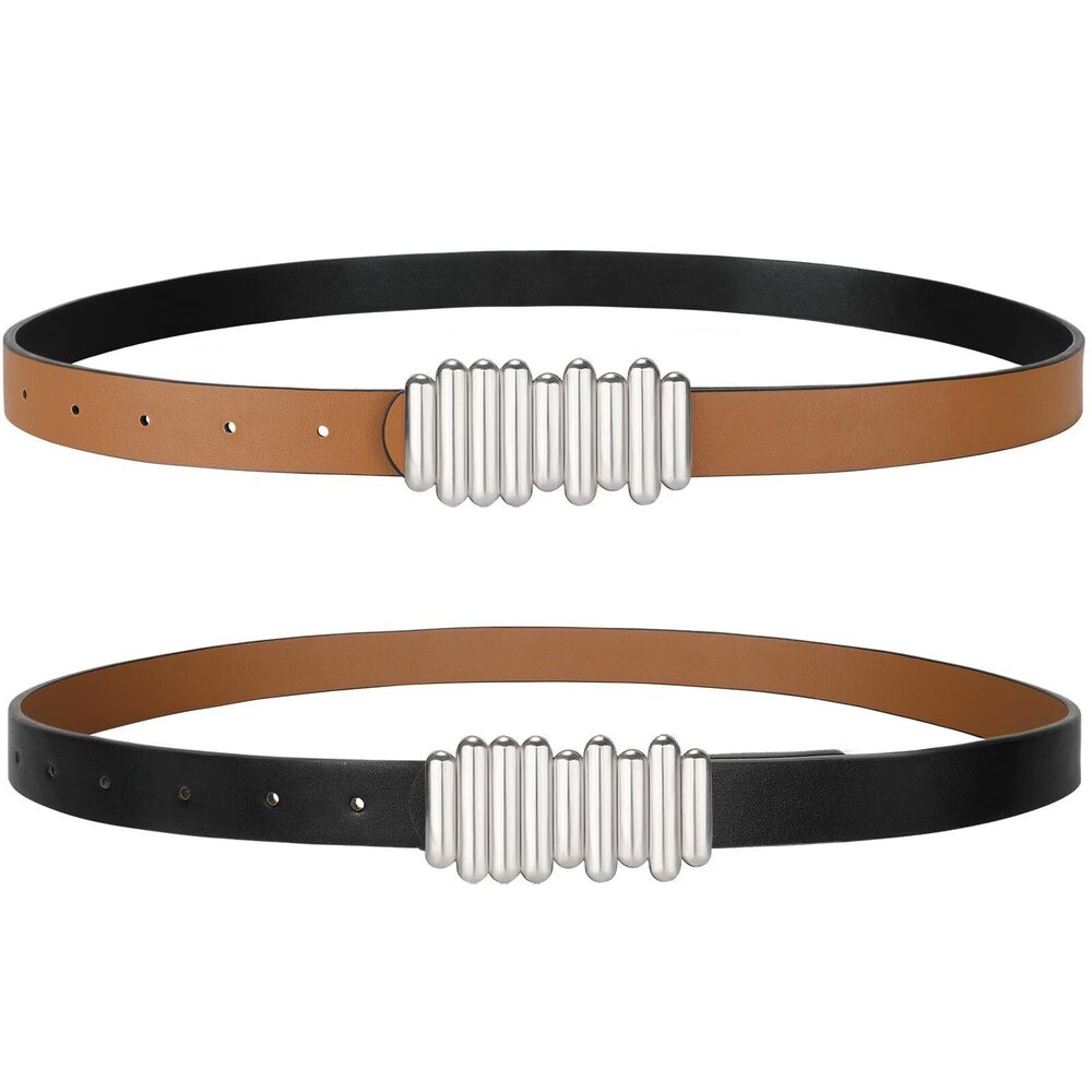 3162 Skinny Reversible Belts For Women, Two-in-one Women Thin Belt